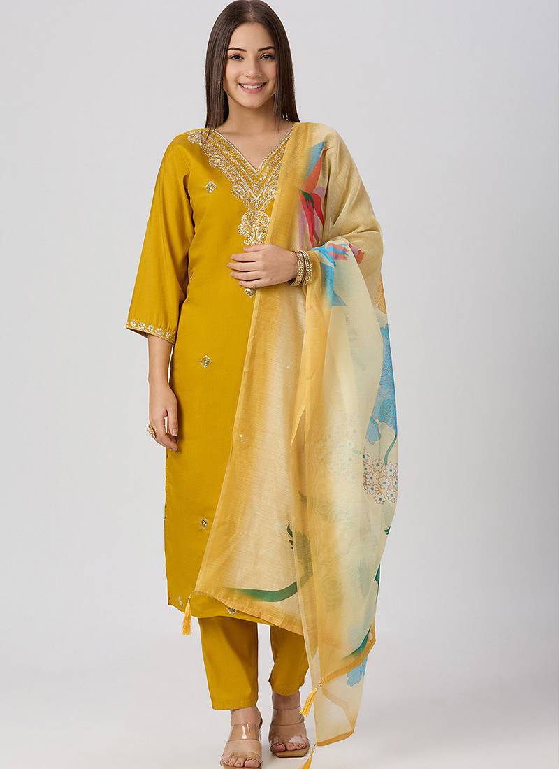 Teal roman silk kurti pent dupatta set