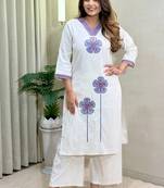 White khadi cotton kurti pent set