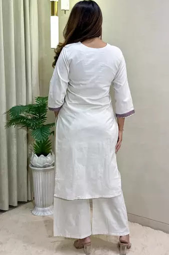 White khadi cotton kurti pent set