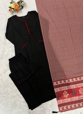Black rayon 17 kg kurti pent dupatta set 2