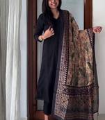 Black rayon 17 kg kurti pent dupatta set