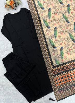 Black rayon 17 kg kurti pent dupatta set 2