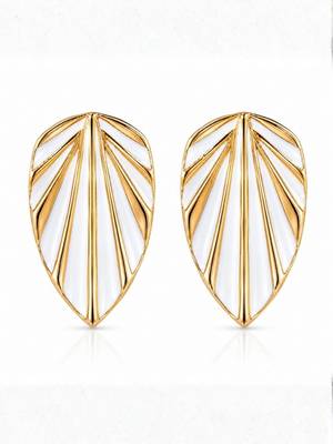 Fashion gold plated anti tarnish leaf stud earrings for women & girls 3