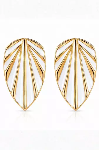 Fashion gold plated anti tarnish leaf stud earrings for women & girls
