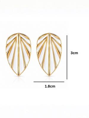 Fashion gold plated anti tarnish leaf stud earrings for women & girls 4