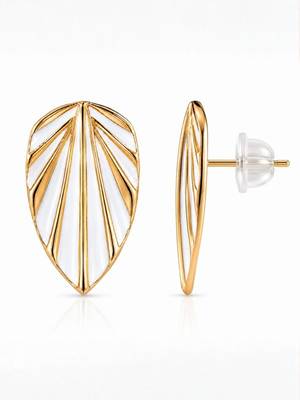 Fashion gold plated anti tarnish leaf stud earrings for women & girls 5