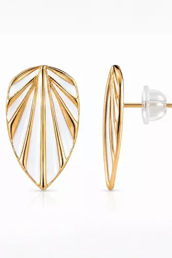 Fashion gold plated anti tarnish leaf stud earrings for women & girls