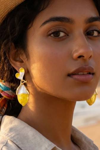 Fashion gold plated anti tarnish floral bud drop earrings for women & girls