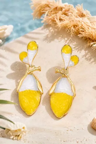Fashion gold plated anti tarnish floral bud drop earrings for women & girls