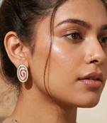 Fashion gold plated anti tarnish spiral stud earrings for women & girls