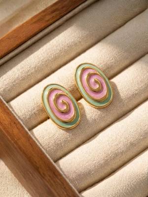 Fashion gold plated anti tarnish spiral stud earrings for women & girls 2