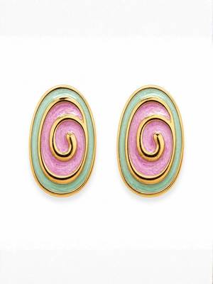 Fashion gold plated anti tarnish spiral stud earrings for women & girls 3