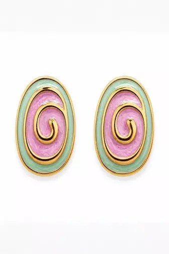 Fashion gold plated anti tarnish spiral stud earrings for women & girls