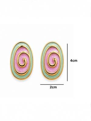 Fashion gold plated anti tarnish spiral stud earrings for women & girls 4