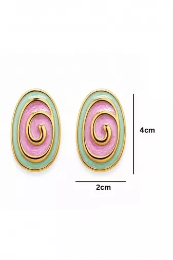 Fashion gold plated anti tarnish spiral stud earrings for women & girls