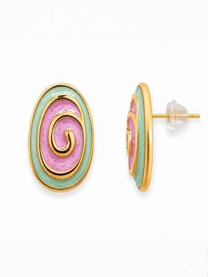 Fashion gold plated anti tarnish spiral stud earrings for women & girls 5