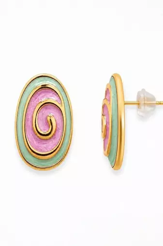 Fashion gold plated anti tarnish spiral stud earrings for women & girls
