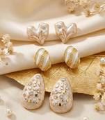 Fashion anti tarnish gold plated 3 pairs stud earrings combo for women & girls