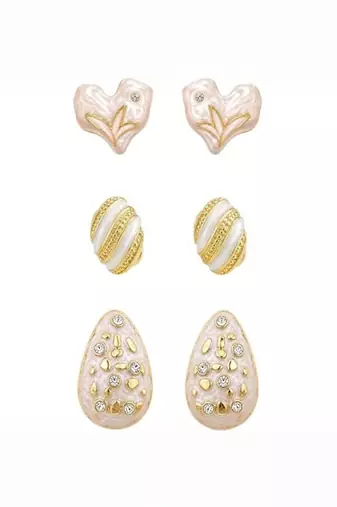 Fashion anti tarnish gold plated 3 pairs stud earrings combo for women & girls