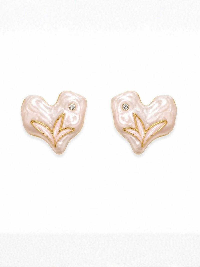 Fashion gold plated anti tarnish heart stud earrings for women & girls