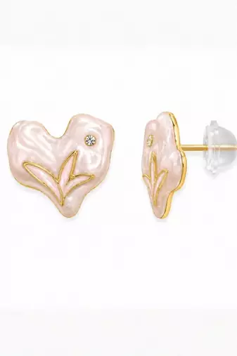 Fashion gold plated anti tarnish heart stud earrings for women & girls