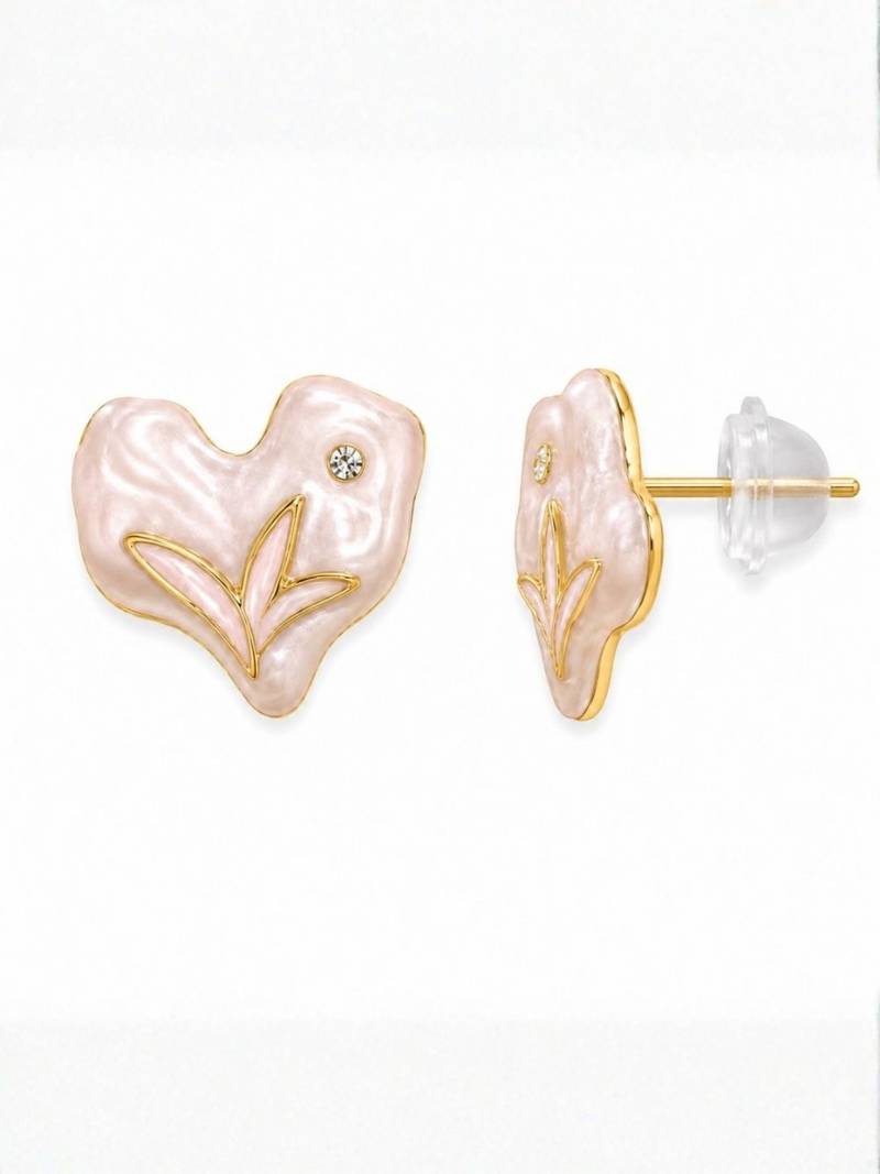 Fashion gold plated anti tarnish heart stud earrings for women & girls
