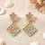 Fashion gold plated anti tarnish pink blue floral drop earrings for women