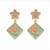Fashion gold plated anti tarnish pink blue floral drop earrings for women