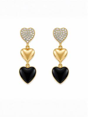 Fashion gold plated anti tarnish triple heart drop earrings for women 3