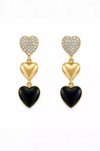 Fashion gold plated anti tarnish triple heart drop earrings for women