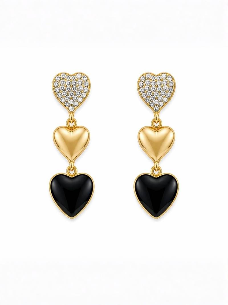 Fashion gold plated anti tarnish triple heart drop earrings for women