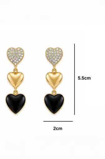 Fashion gold plated anti tarnish triple heart drop earrings for women