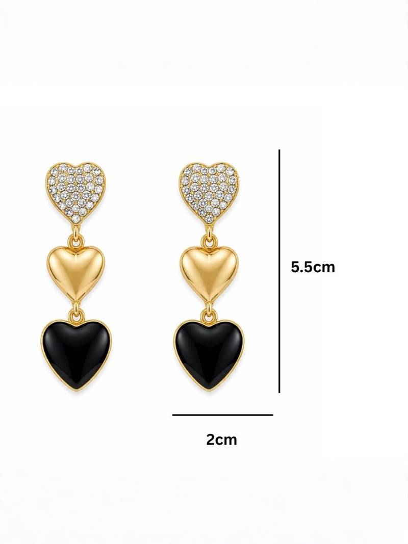 Fashion gold plated anti tarnish triple heart drop earrings for women