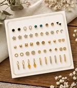 Fashion 25 pairs anti tarnish gold plated stud & hoop earrings for women