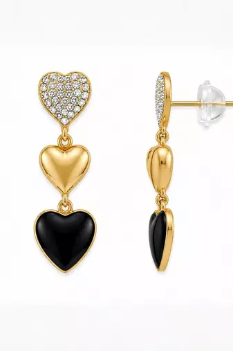 Fashion gold plated anti tarnish triple heart drop earrings for women