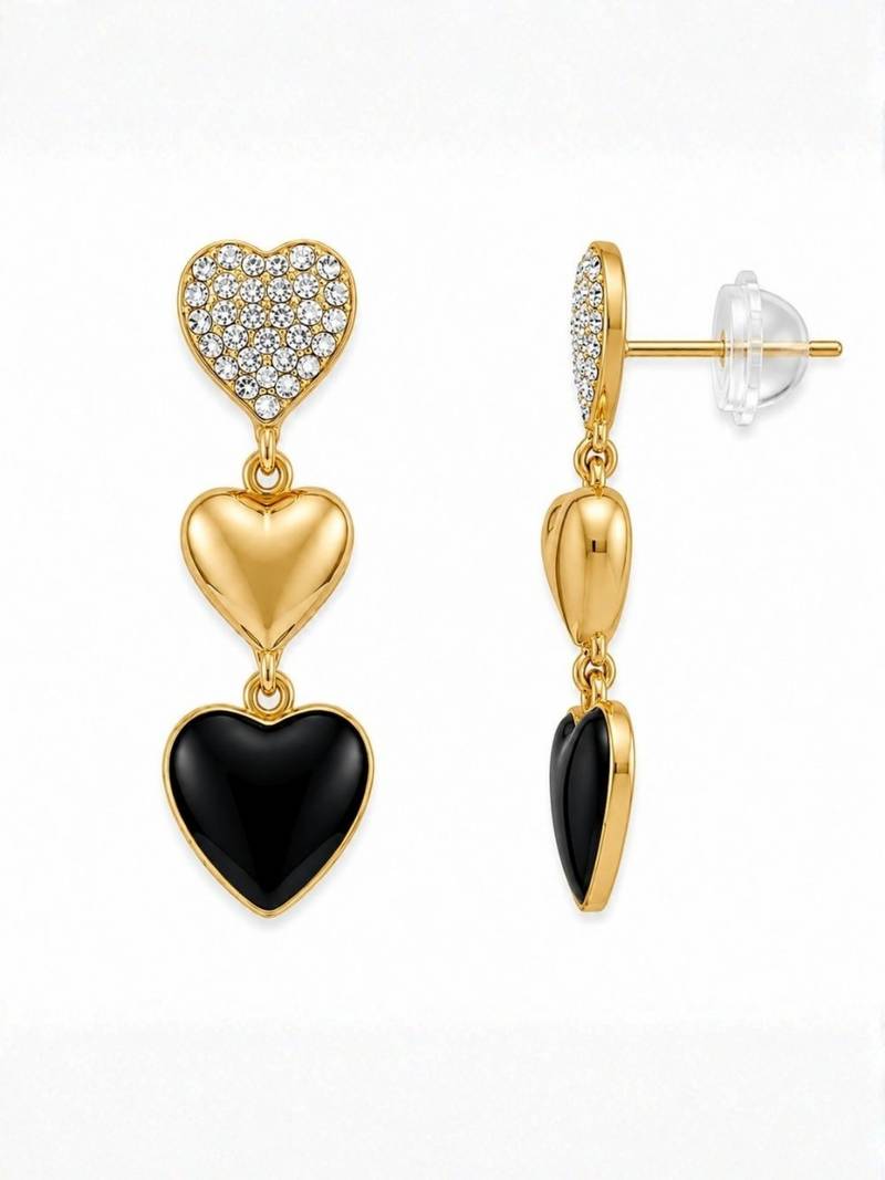 Fashion gold plated anti tarnish triple heart drop earrings for women