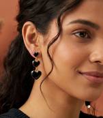 Fashion gold plated anti tarnish triple heart black earrings for women