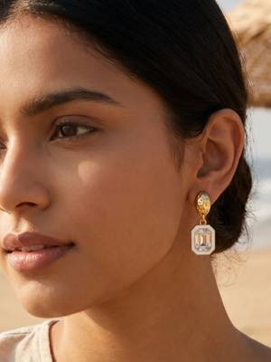 Fashion gold plated anti tarnish american diamond drop earrings for women 1