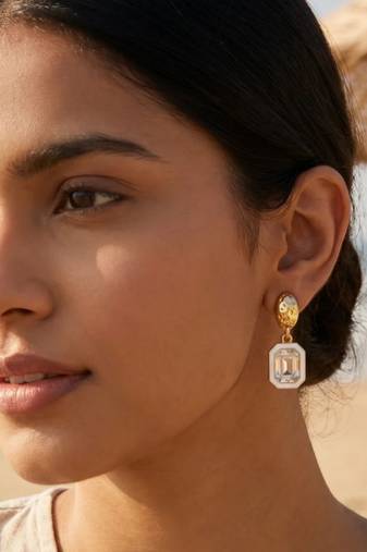 Fashion gold plated anti tarnish american diamond drop earrings for women