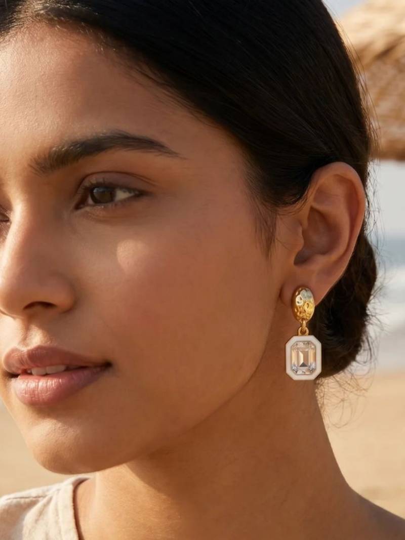 Fashion gold plated anti tarnish american diamond drop earrings for women