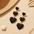 Fashion gold plated anti tarnish triple heart black earrings for women