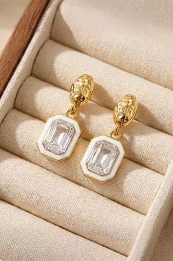 Fashion gold plated anti tarnish american diamond drop earrings for women