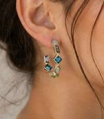Fashion gold plated anti tarnish multicolor crystal hoop earrings for women