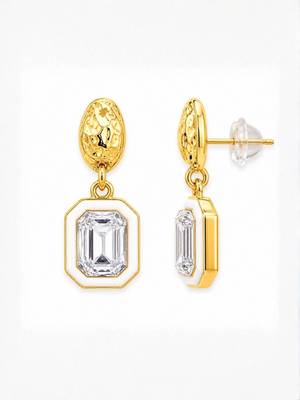 Fashion gold plated anti tarnish american diamond drop earrings for women 4