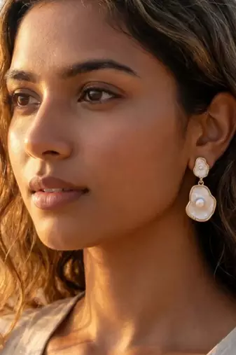 Fashion gold plated anti tarnish pearl drop earrings for women & girls