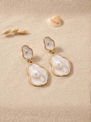 Fashion gold plated anti tarnish pearl drop earrings for women & girls 2