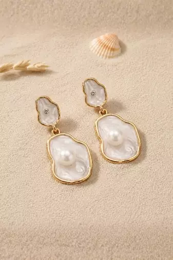 Fashion gold plated anti tarnish pearl drop earrings for women & girls