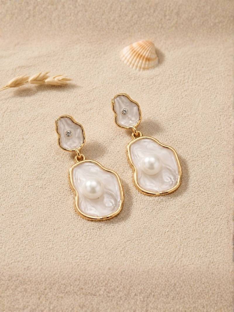 Fashion gold plated anti tarnish pearl drop earrings for women & girls