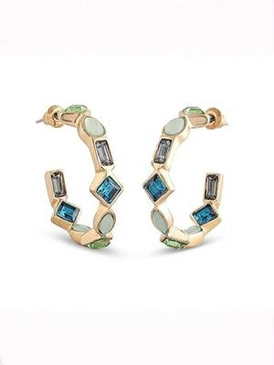 Fashion gold plated anti tarnish multicolor crystal hoop earrings for women 3