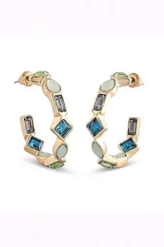Fashion gold plated anti tarnish multicolor crystal hoop earrings for women